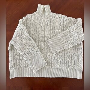 (S) Zara Women’s Cable Knit Sweater Turtleneck Cream Oversized